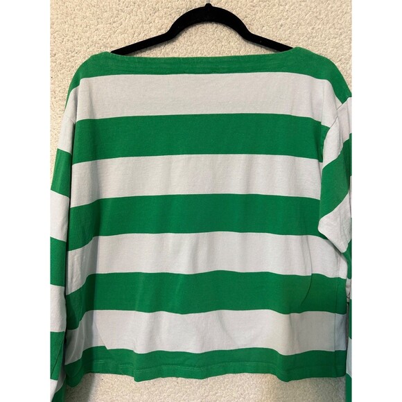 J.Crew relaxed, long sleeve Boat Neck Green Striped top M‎ - Picture 9 of 12